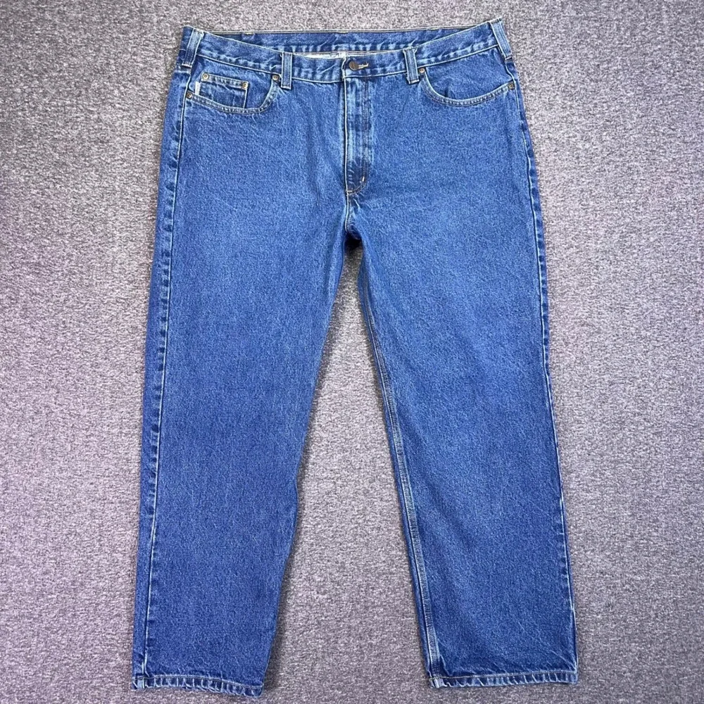 Carhartt Jeans Mens 42x29 Blue RelaxedWorkwear B480-DVB Straight Rugged Denim‎